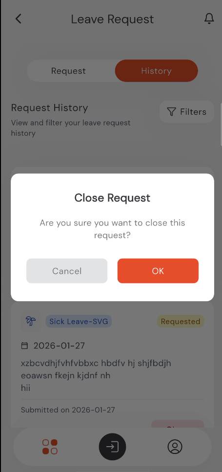 Close Request Dialog