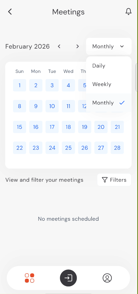 Meetings Monthly View